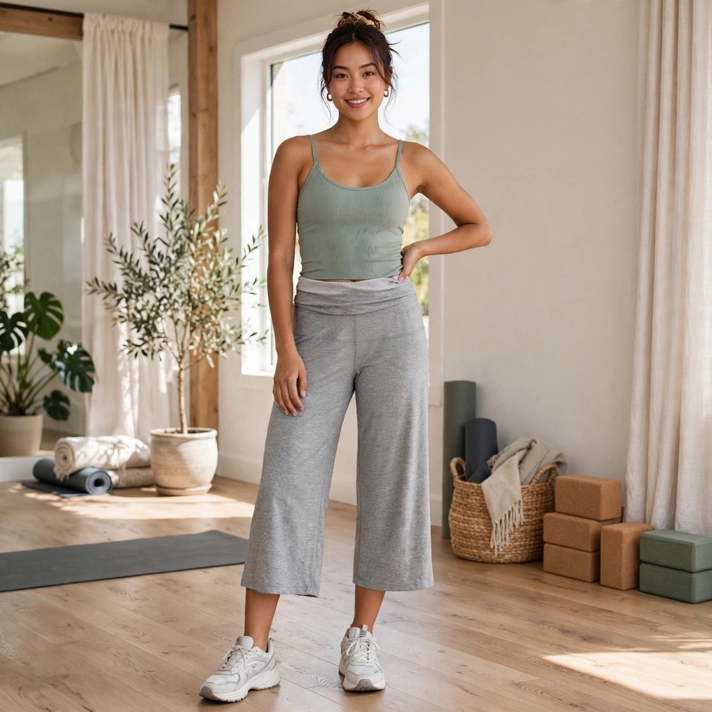 N.Y.L. New York  Athletic Capris Grey XL Yoga Workout Pants Women